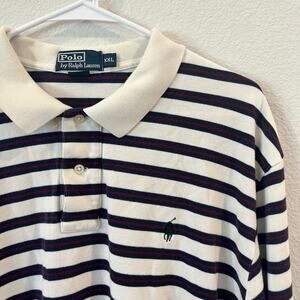 Vintage Men's Ralph Lauren Polo Striped Long-Sleeve Rugby Shirt | Size XXL